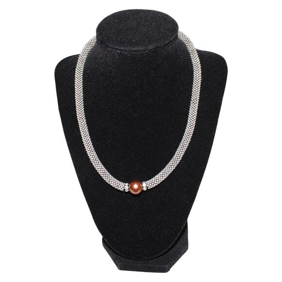 other Jewelry - Magnetic Clasp Silver Bead Collar Length Necklace
